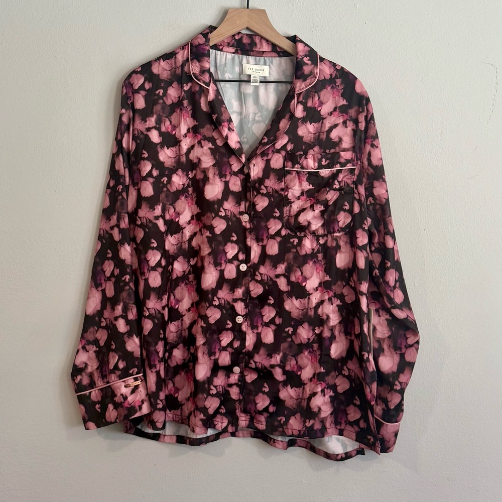 Ted Baker Black Boxy PJ Blouse with Notched Collar